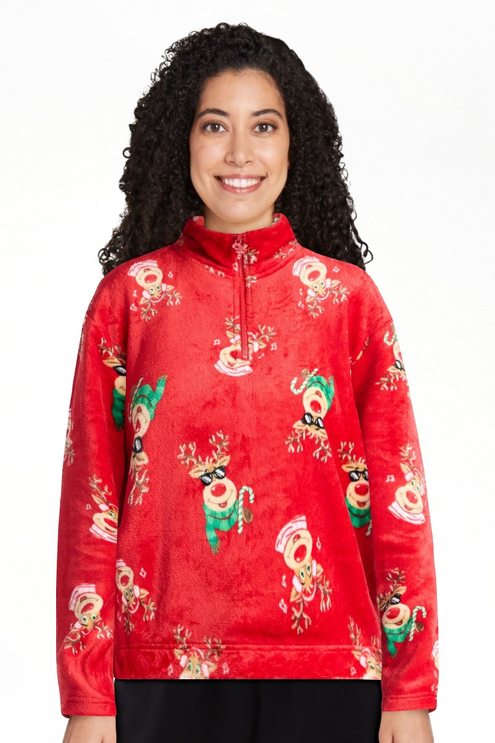 No Boundaries Top de Felpa con Cuello Falso y Manga Larga con Zíper de 1/4 para Mujer | Walmart (US)