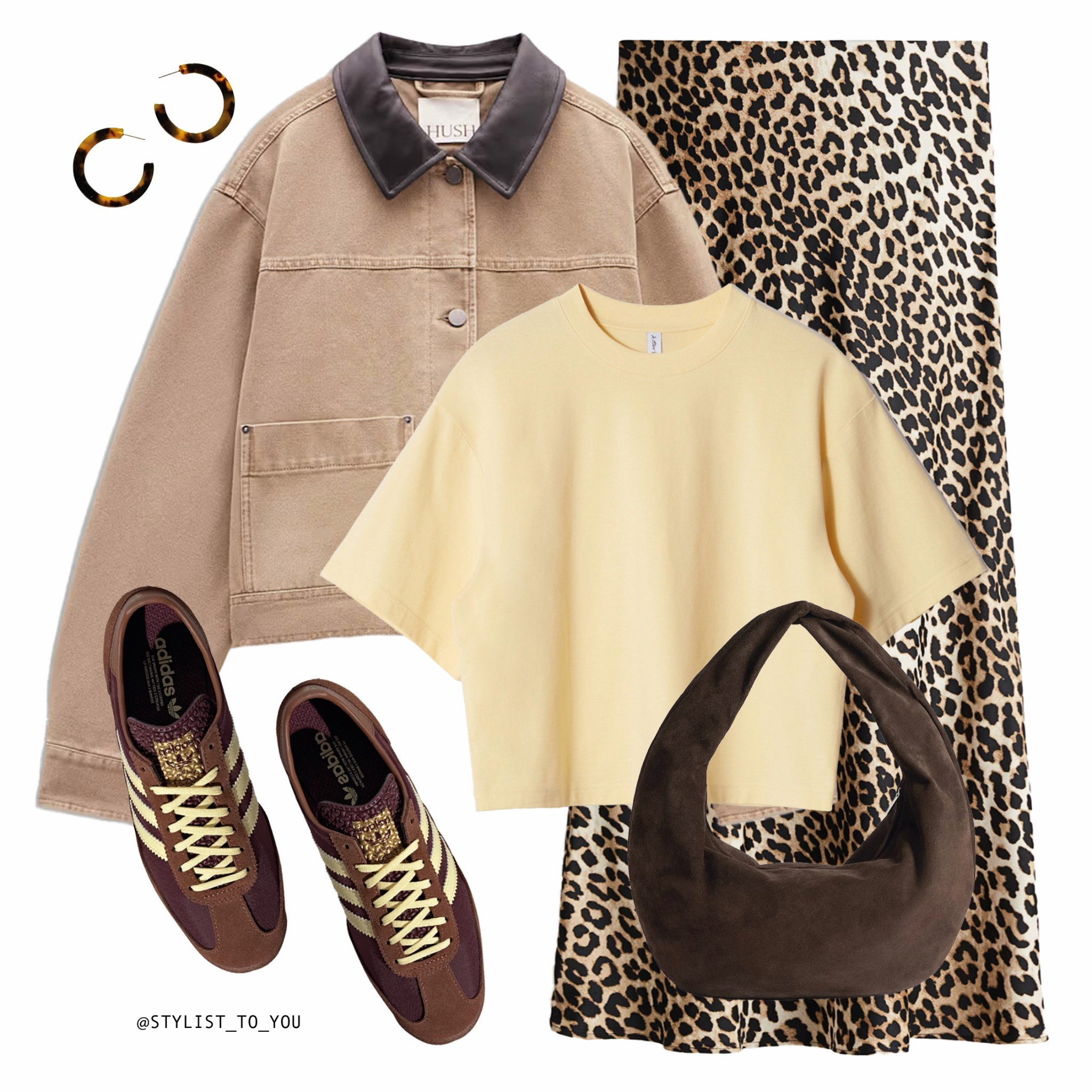 Lemon & Leo 🍋🐆

Flat lay of a lemon and brown spring summer outfit including a lemon tee T-shirt, leo leopard animal print satin maxi skirt, barn jacket, brown adidas trainers sneakers, brown suede bag, hoop earrings. lemon trend, skirt and tee, summer skirt, leopard print skirt, everyday look, brunch outfit, European summer, chic style, dark brown accessories, cat-eye sunglasses, gold hoops, fresh outfit, lemon fashion, casual elegance, minimal style, woven bag, natural textures, vacation outfit, spring fashion, spring layers, spring jacket, midaxi skirt, summer chic, relaxed look, effortless style, city beak, aesthetic outfit, fashion inspiration, warm weather outfit, airy outfit, stylish comfort, summer accessories, bold print tee, citrus style, city vibes, chic, trendy tee, fresh and light, neutral accents

#LTKuk #LTKeurope #LTKspring