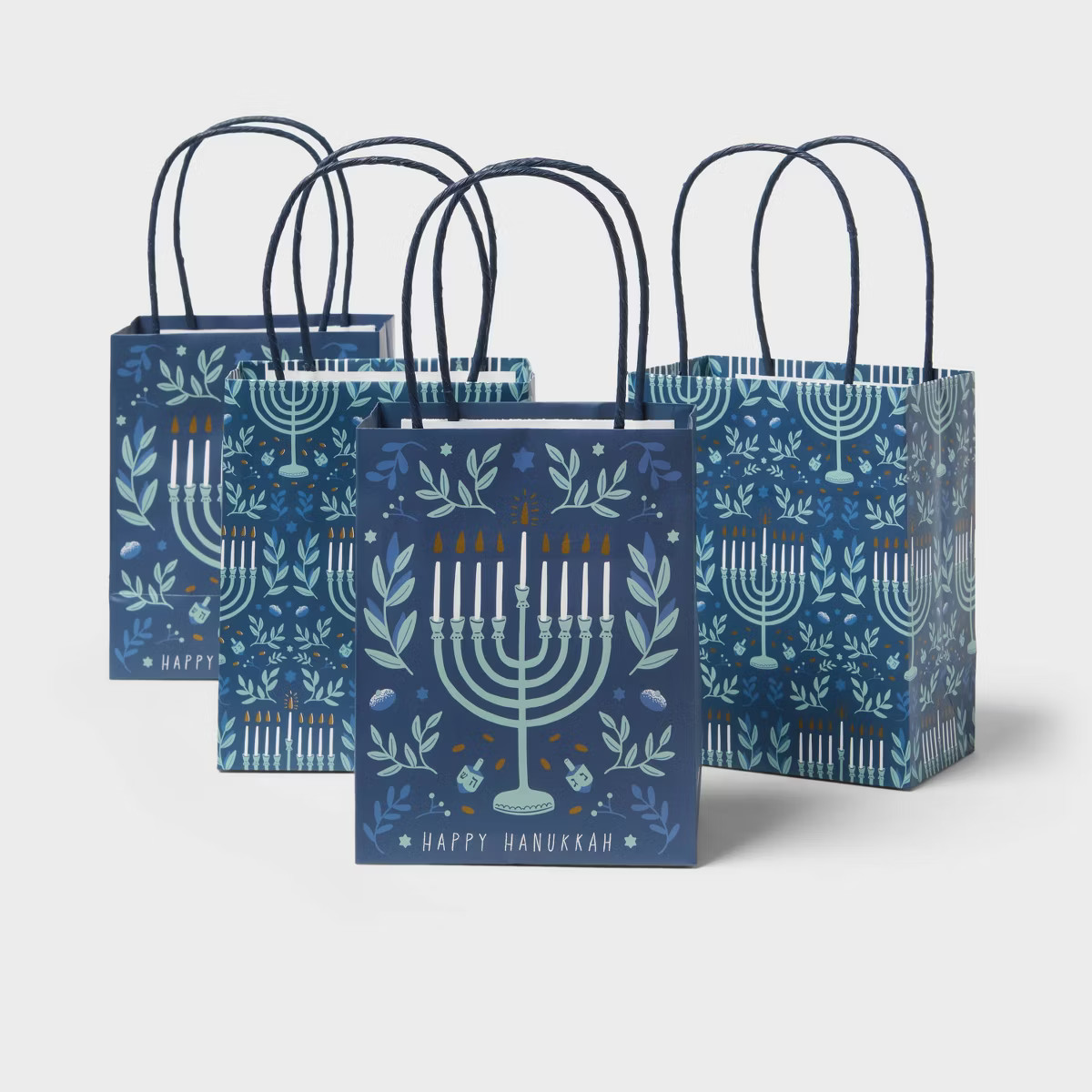 4pk Small Hanukkah Menorah Gift Bags Blue - Spritz™ | Target