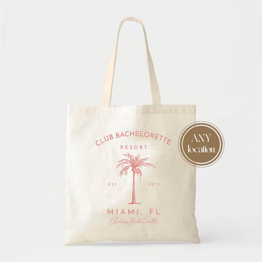 Club Bachelorette Palm Tree Tote - Beach Bachelorette - Hangover Kit Bag - Bachelorette Tote - De... | Etsy (US)