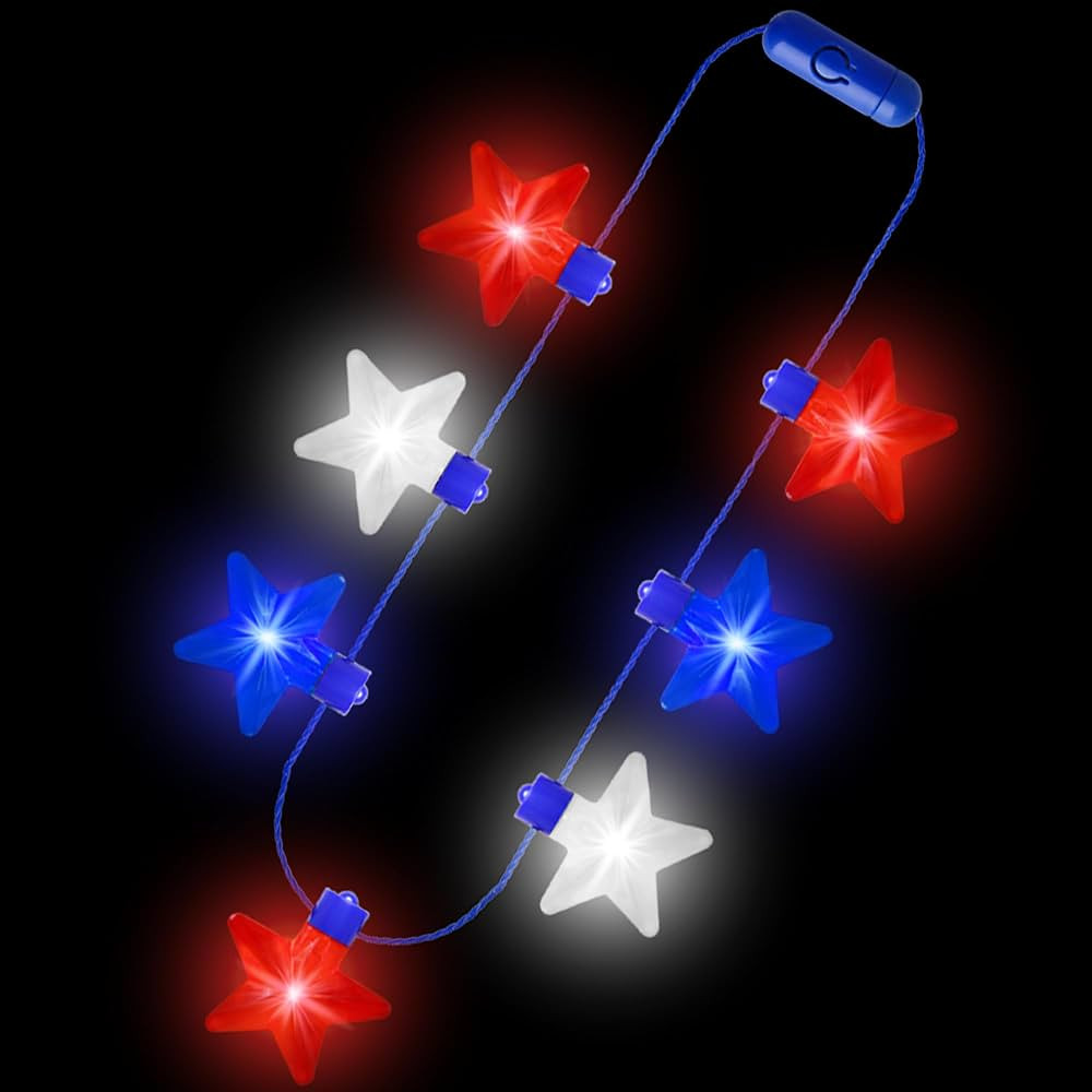 4th of July Necklace Accessories, 1PCS Light up Independence Day Necklace Party Favor, Red White ... | Amazon (US)