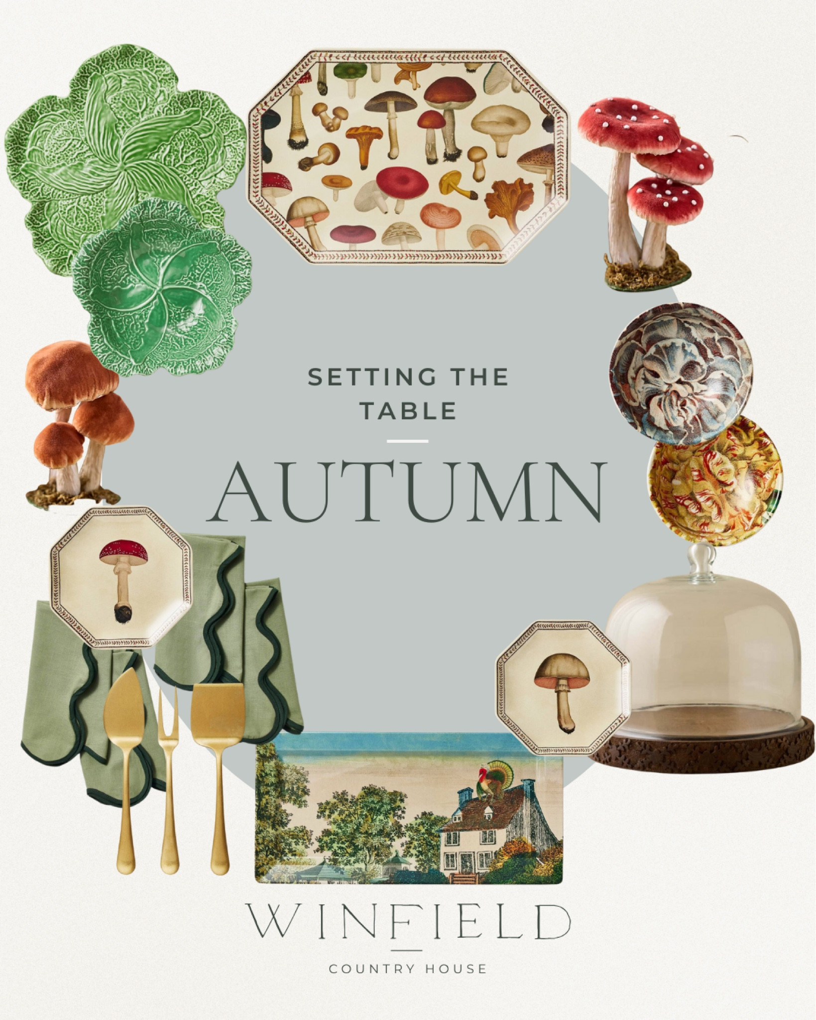 The sweetest autumn tablescape with mushrooms and scalloped details. Such a cute harvest setting for fall dinners  

#LTKSeasonal #LTKHoliday #LTKhome