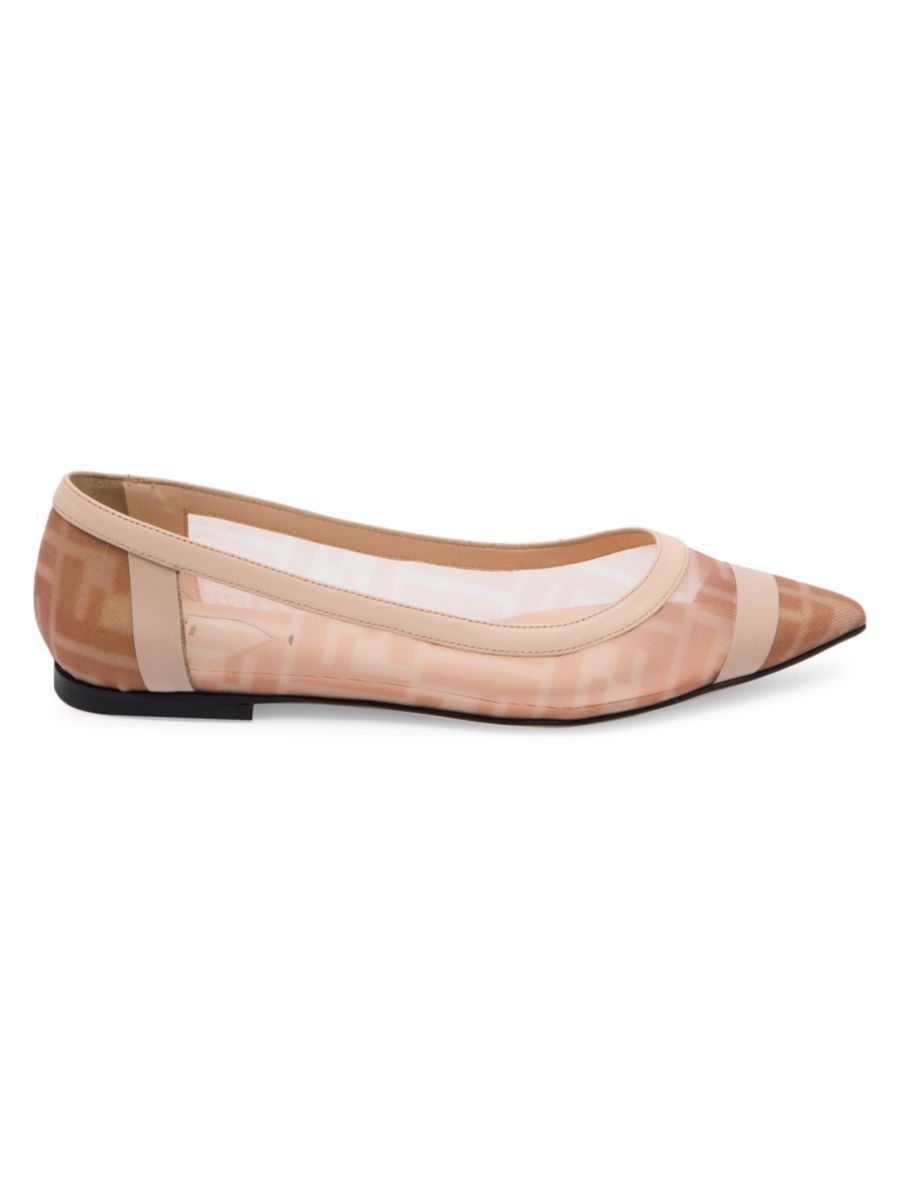 Leather-Trimmed Mesh Flats | Saks Fifth Avenue