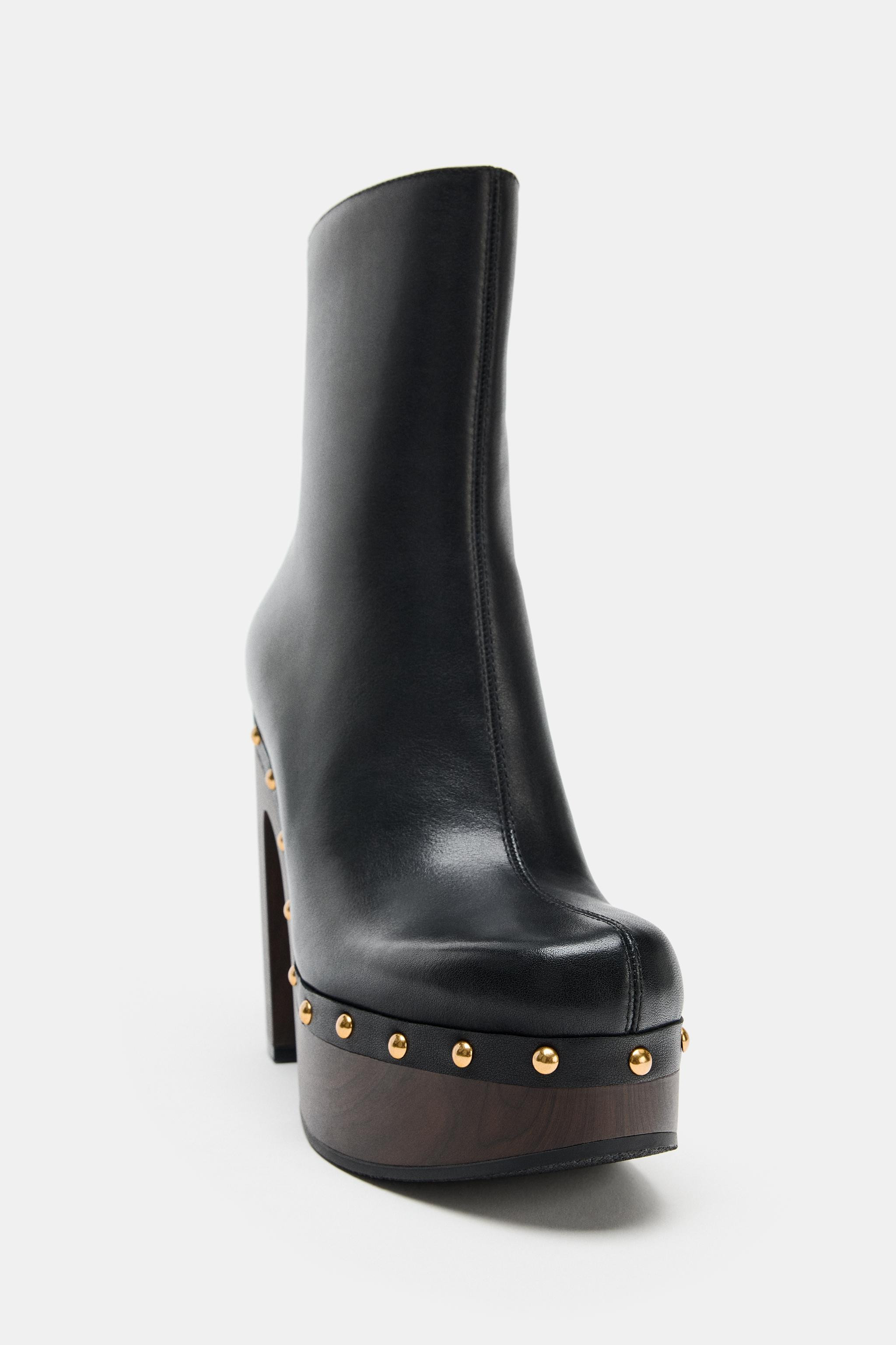 PLATFORM LEATHER ANKLE BOOTS | Zara Canada