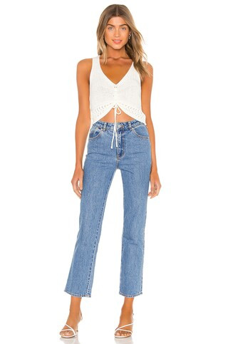 MORE TO COME Khloe Ruched Knit Top in White from Revolve.com | Revolve Clothing (Global)