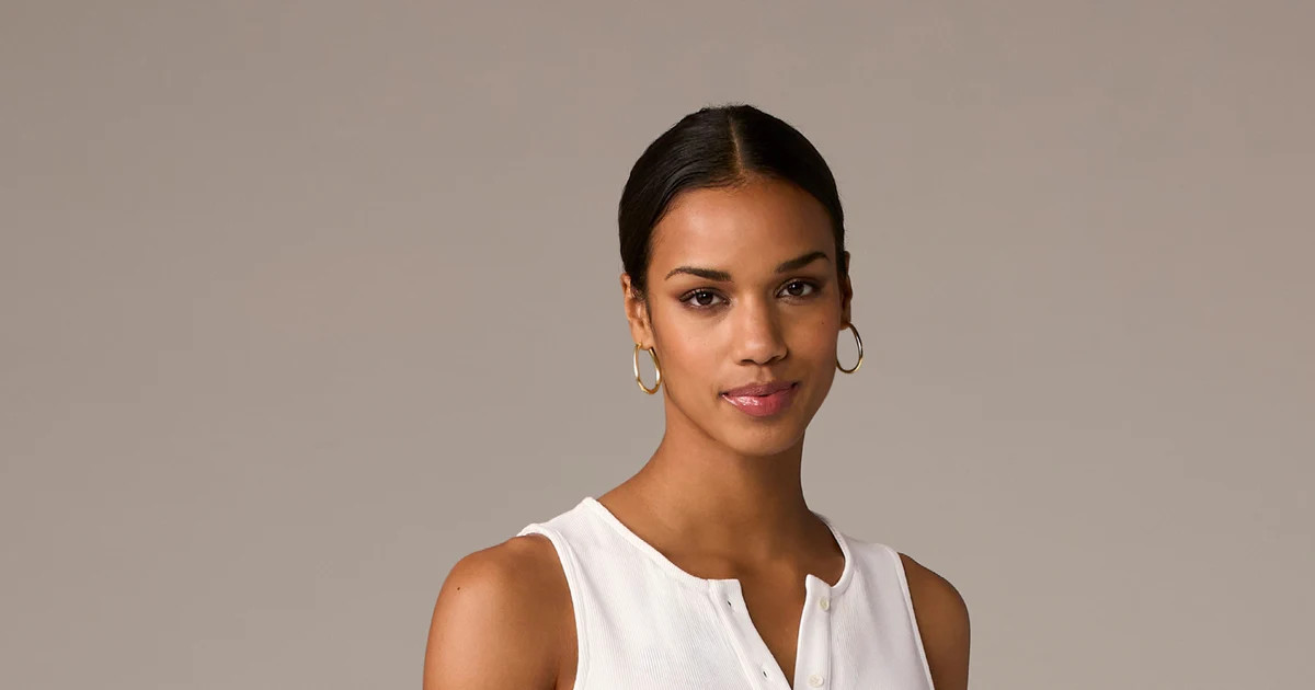So Essential Button Down Knit Tank - White | Boston Proper | Boston Proper