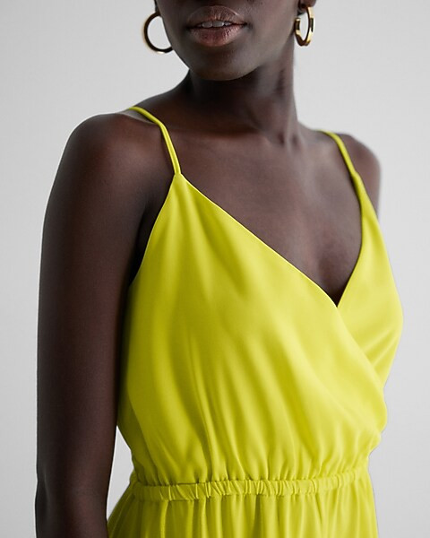 Satin Wrap Front Tiered Maxi Dress | Express