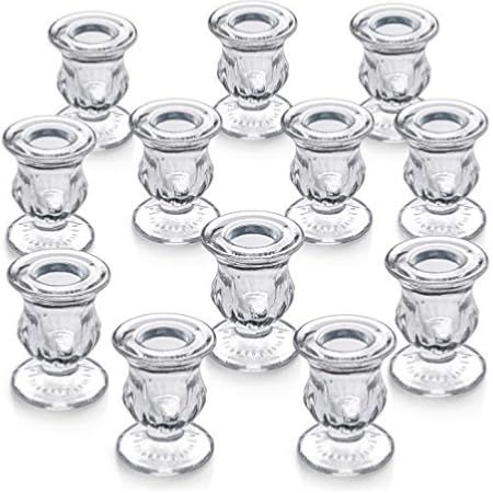 Hosley Set of 12 Glass Taper Candle Holders 2.5 Inch High. Ideal Gift for Weddings Party Favor Reki  | Amazon (US)