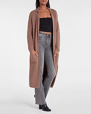 Cozy Notch Collar Duster Cardigan | Express