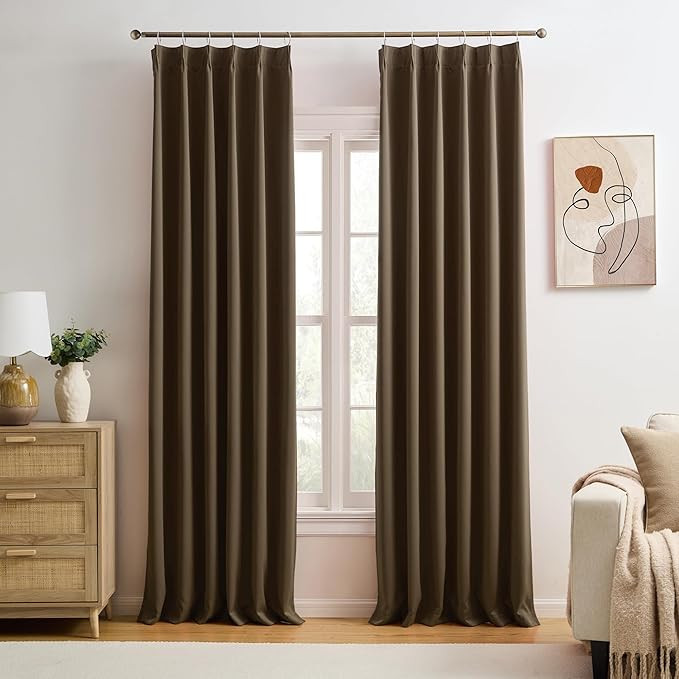 KEQIAOSUOCAI Brown Blackout Curtains 150 Inches Long, Extra Long Pinch Pleats Living Room Curtain... | Amazon (US)