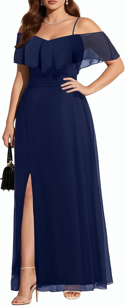 Pinup Fashion Women Plus Size Bridesmaid Dresses - Off The Shoulder Formal Wedding Guest Bridal S... | Amazon (US)