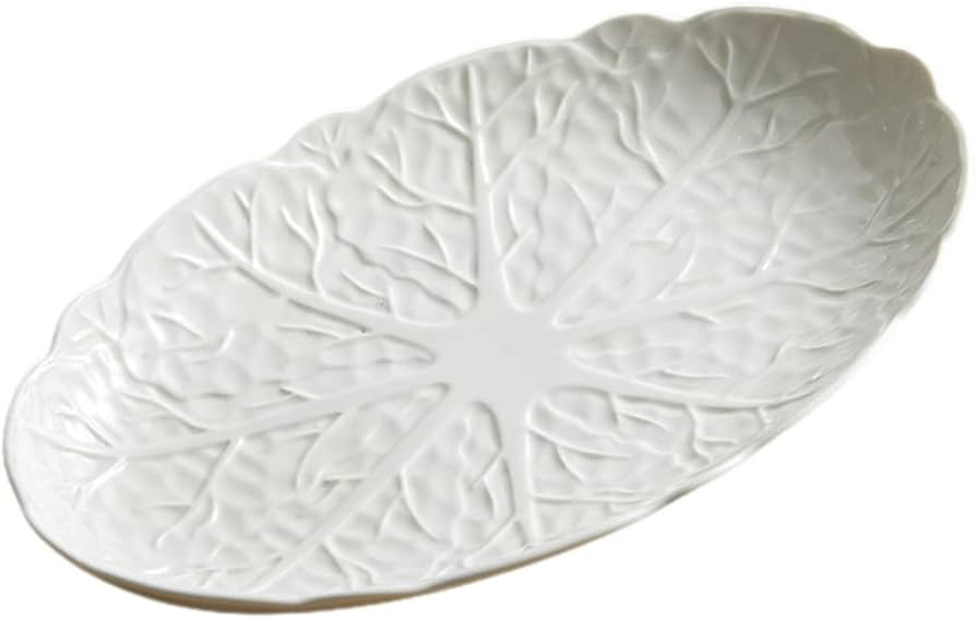 Veemoon Cabbage White Oval Platter: Ceramic Sushi Dish Oval Platter Trays Fish Plate Snack Platte... | Amazon (US)