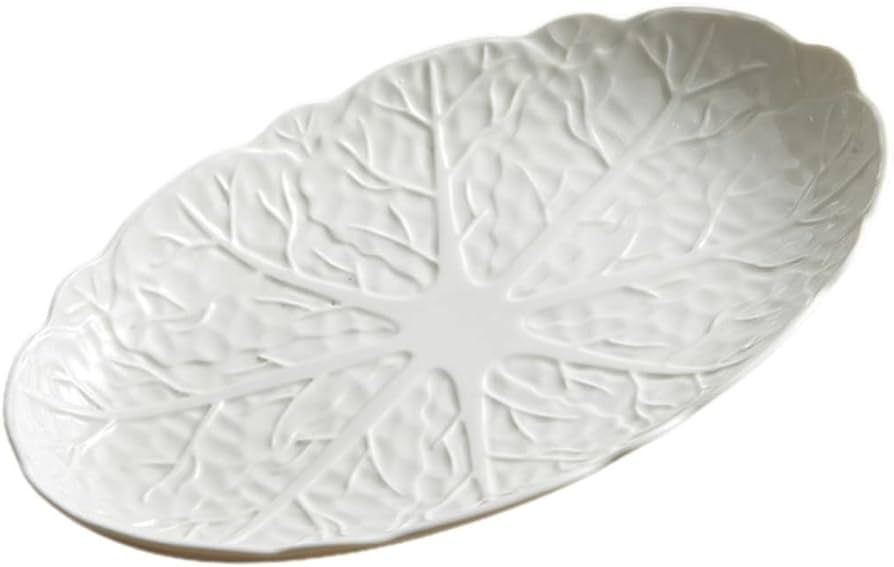 Veemoon Cabbage White Oval Platter: Ceramic Sushi Dish Oval Platter Trays Fish Plate Snack Platte... | Amazon (US)