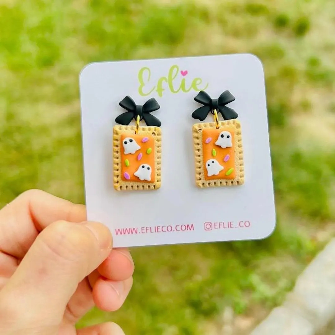 Sweet Pastry Frosted Halloween Earrings Handmade Dangles, Holiday Gift Foodie Earrings, Biscuits ... | Etsy (US)