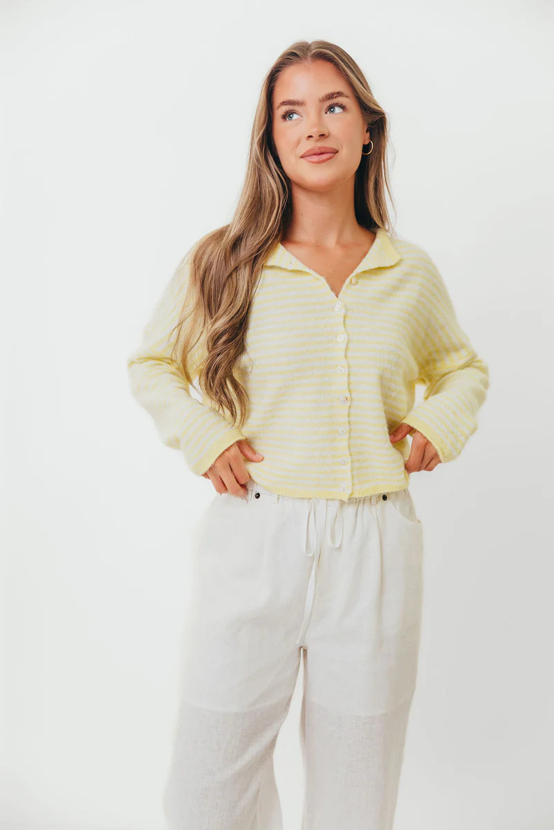 Piper Mini Stripes Cardigan in Butter | Worth Collective