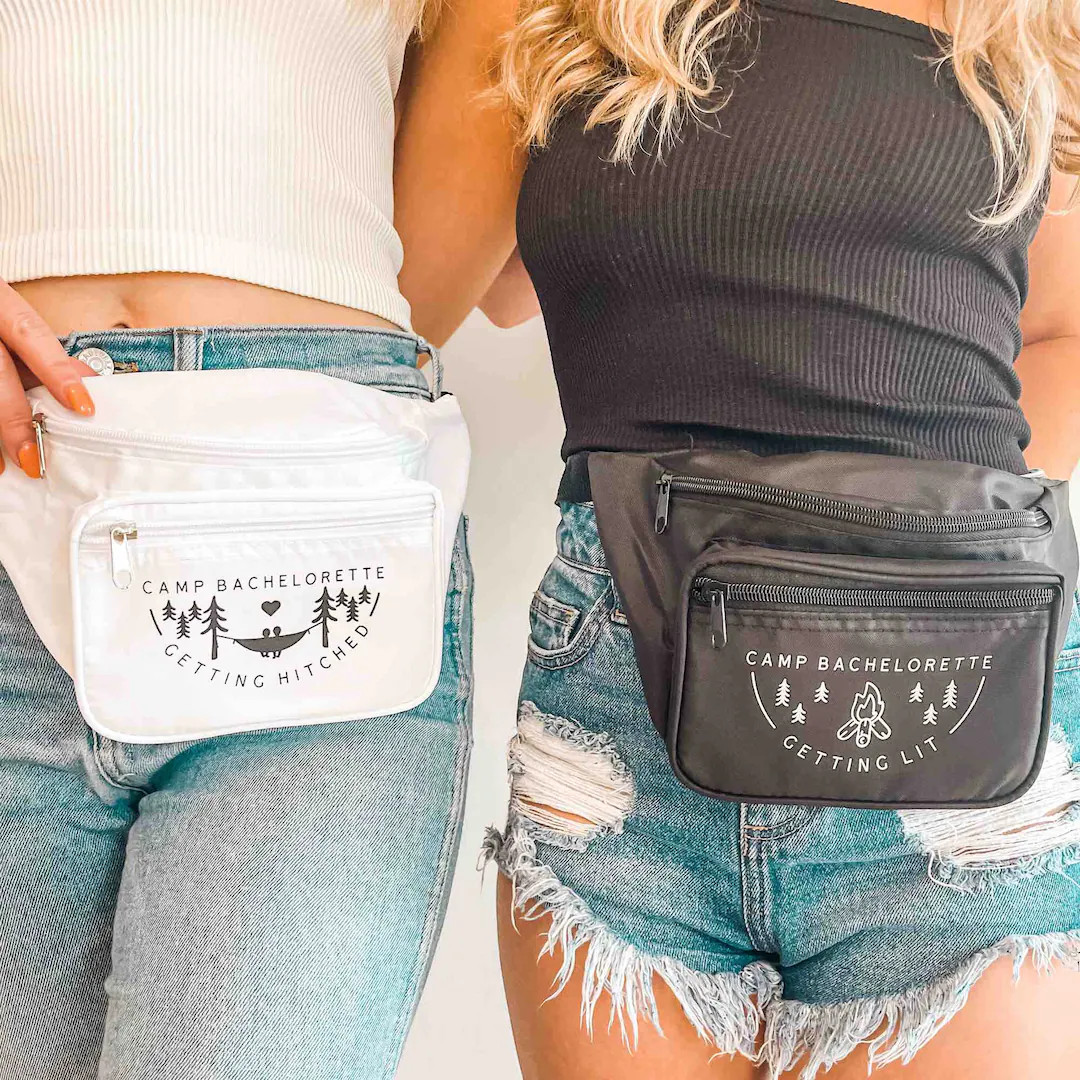 Camp Bachelorette Fanny Packs Hiking Belt Bags With Zipper Pocket Bridesmaids Bum Bags Bridal Par... | Etsy (US)