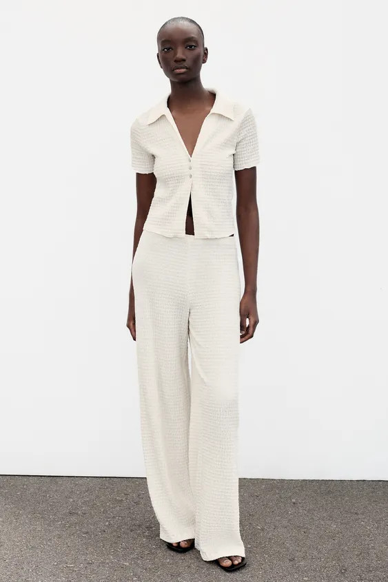 TEXTURED STRAIGHT-LEG TROUSERS | Zara UK