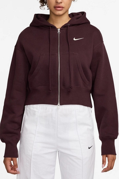 Nike Sportswear Phoenix Fleece Cropped Full-Zip Hoodie Sweatshirt | Urban Outfitters (US and RoW)