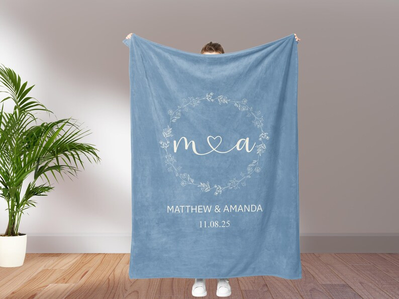 Personalized Wedding Blanket With Couple Names & Date, Custom Initial Throw, Bridal Shower Gift, ... | Etsy (US)