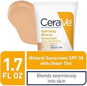 CeraVe Tinted Sunscreen with SPF 30 | Hydrating Mineral Sunscreen With Zinc Oxide & Titanium Diox... | Amazon (US)