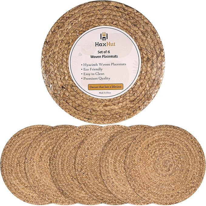13.5” Woven Placemats, Round Rattan Placemats Set of 6, Natural Wicker Chargers for Dinner Plat... | Amazon (US)