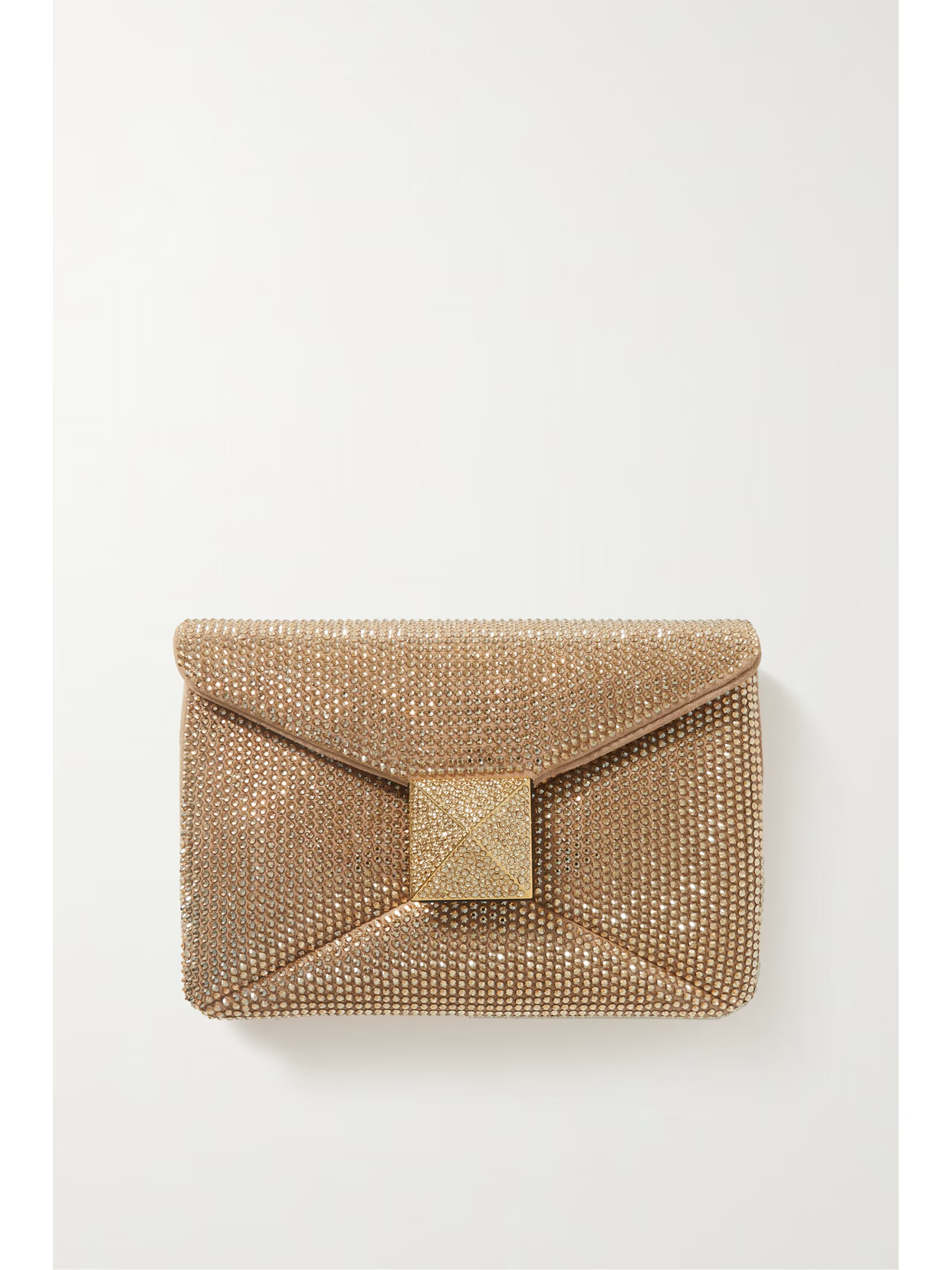 Valentino - Valentino Garavani One Stud Crystal-embellished Shoulder Bag - Gold | NET-A-PORTER (US)