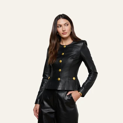 L'AGENCE Mariella Leather Jacket In Black | L'Agence