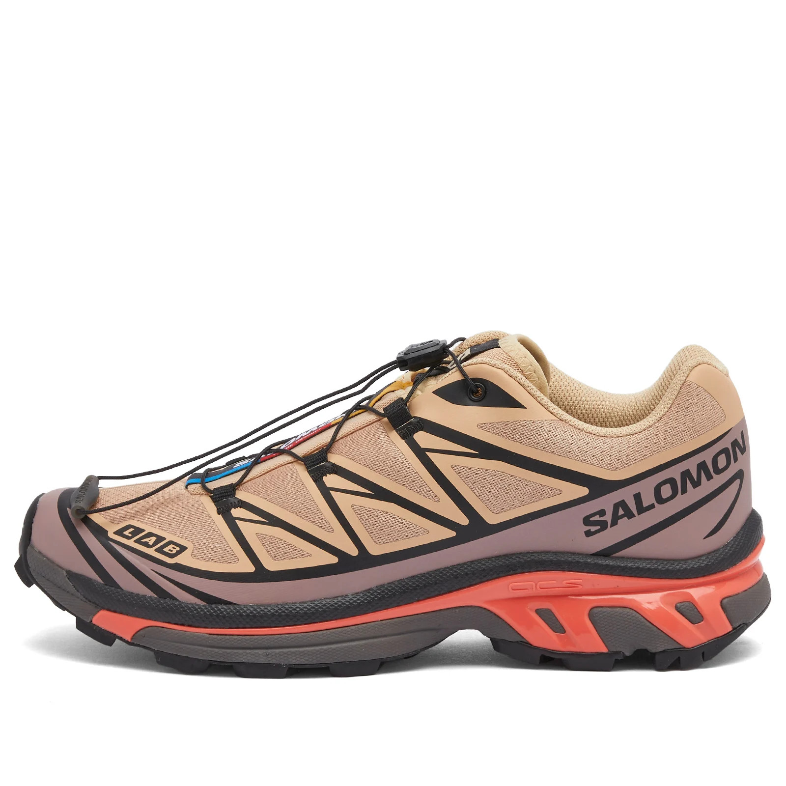 Salomon XT-6 Sneakers in Hazelnut/Quail/Living Coral, Size UK 5.5 | END. Clothing