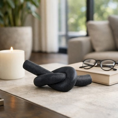 Abstract Pottery Knot Sculpture Object for Home Decor - Modern Figurine Accent for Living Room and Shelf Decorations - 11", Black | Target