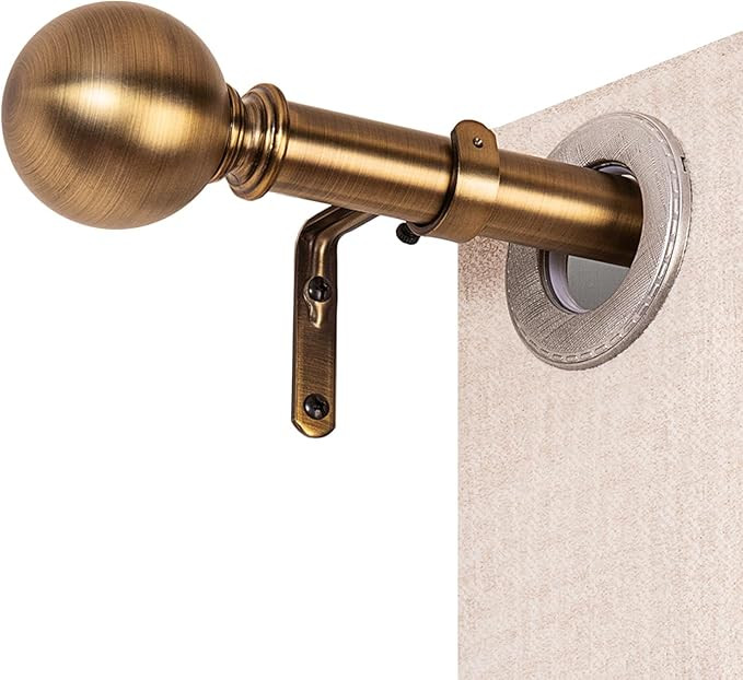 WORLD RODS Brass Curtain Rods for Windows 18 to 45 inches, 1 Inch Modern Metal Drapery Rods, Adju... | Amazon (US)