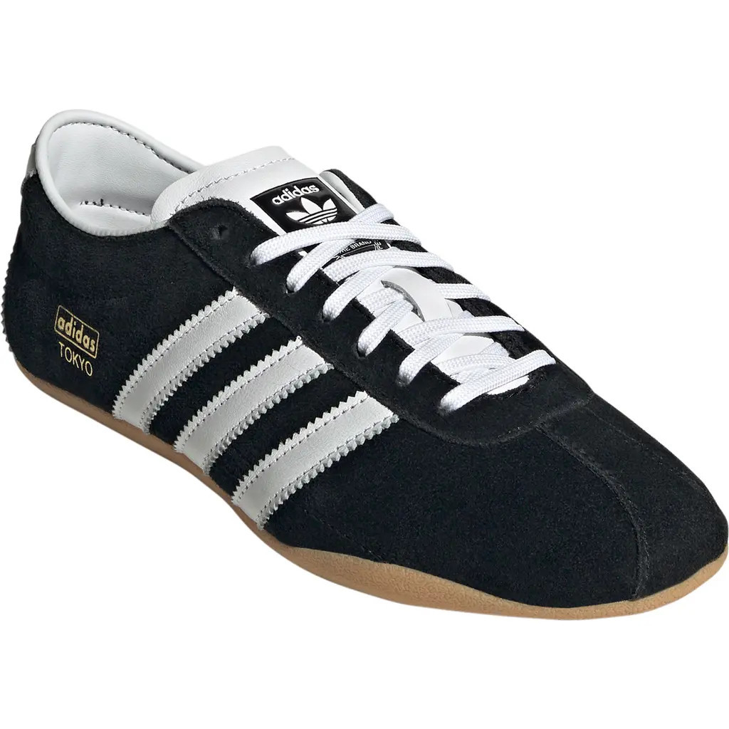 adidas Tokyo Low Top Suede Sneaker in Black/White/Gum at Nordstrom, Size 10.5 | Nordstrom