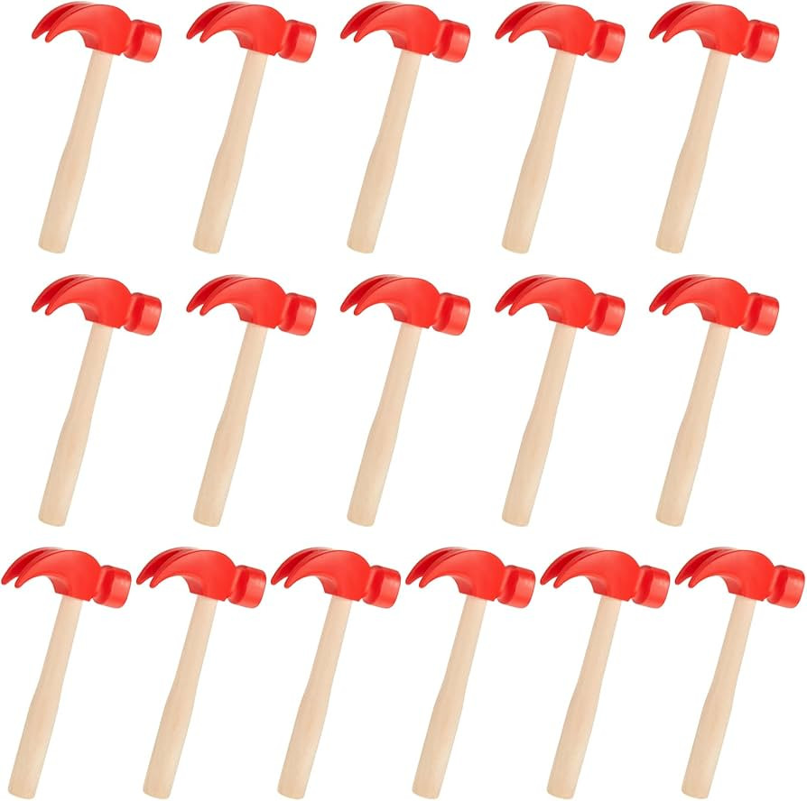 Deekin 16 Pcs Wooden Hammer Toys Red Simulation Peg Hammers Maintenance Toy Tools Educational Toy... | Amazon (US)