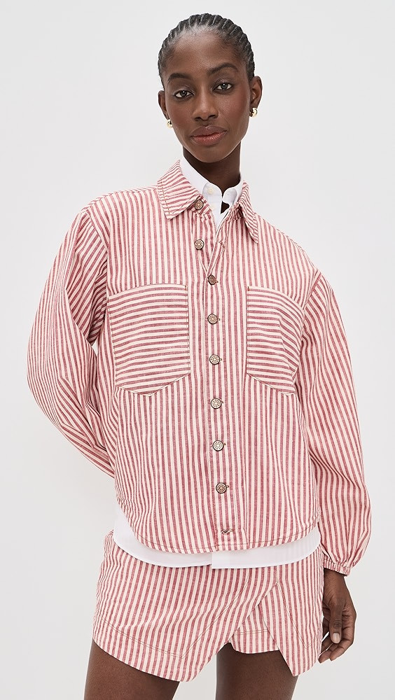 Striped Twill Shacket | Shopbop