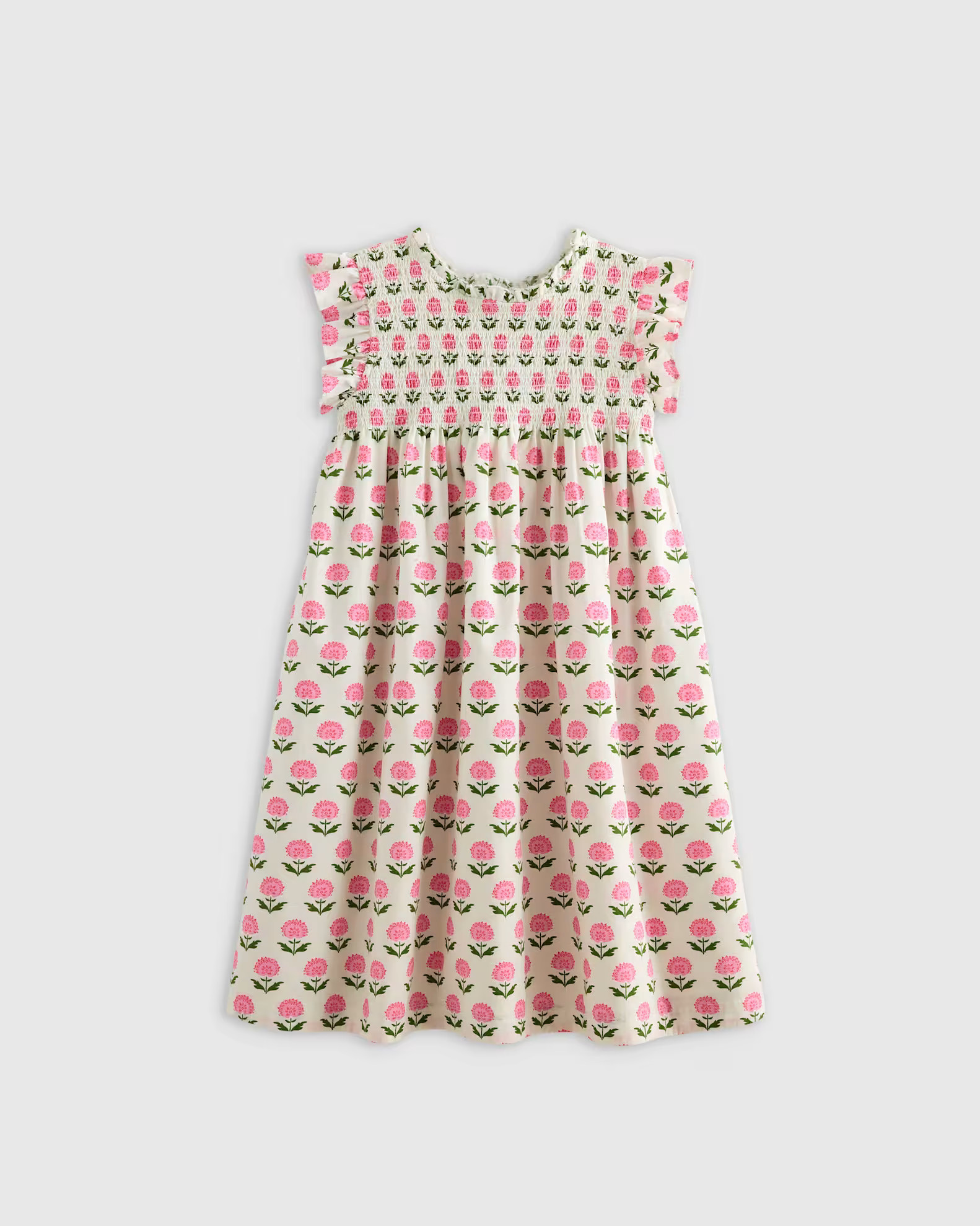 100% Organic Cotton Poplin Smocked Flutter Sleeve Dress | Quince