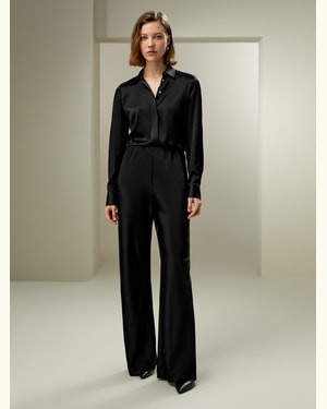 LILYSILK Black Silk Trousers Natural Silk Fluid And Draped Silhouette Comfortable UK Black UK 12 | LILYSILK