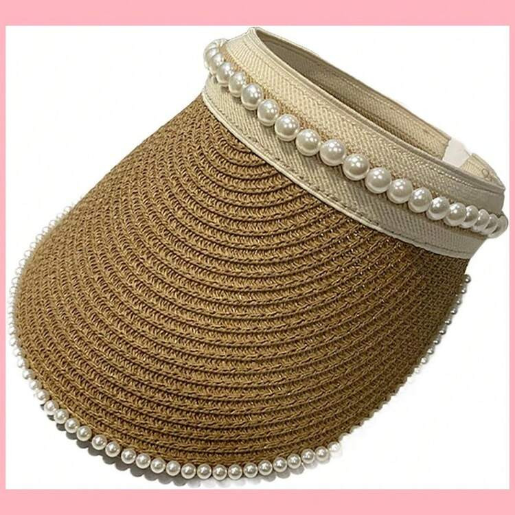 Fast Shipping Free Shipping Pearl Sun Visor Hats For Women UPF 50+ Summer Beach Straw Hat Breathable Packable Travel Visors | SHEIN