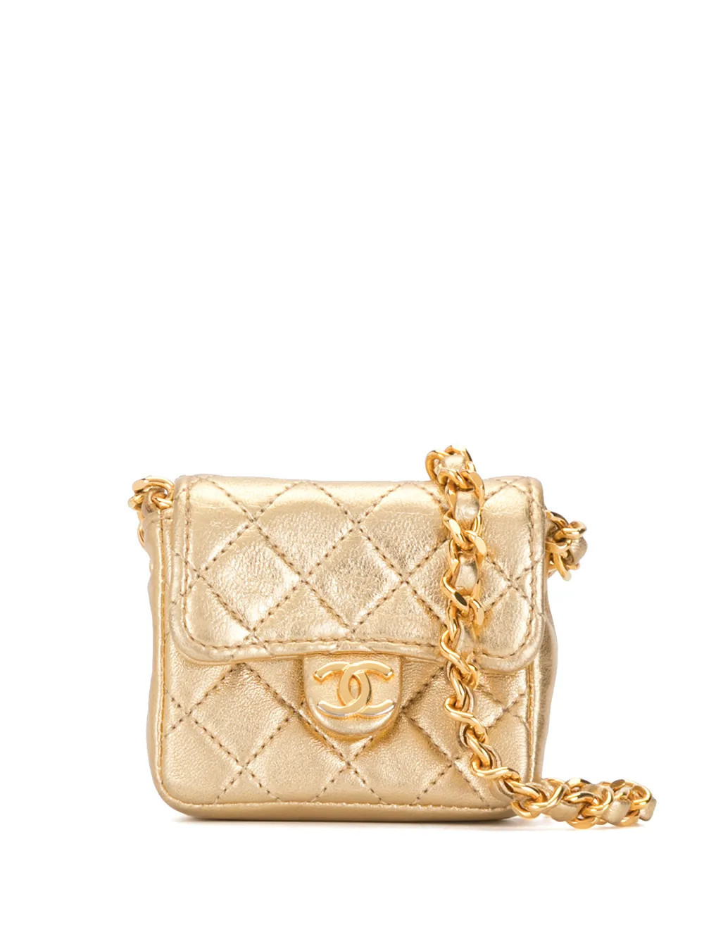 CHANEL Pre-Owned 1990s diamond-quilted mini shoulder bag - Gold | Farfetch Global