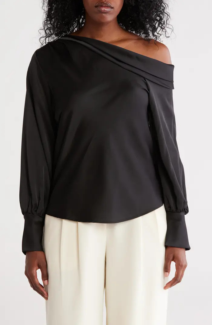 Renee C Asymmetrical Drop Shoulder Satin Top | Nordstromrack | Nordstrom Rack