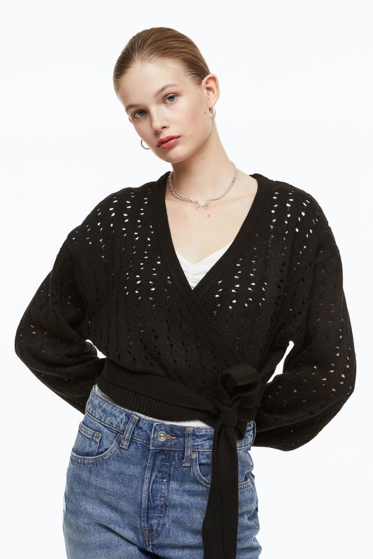 Hole-knit Wrapover Cardigan | H&M (US + CA)