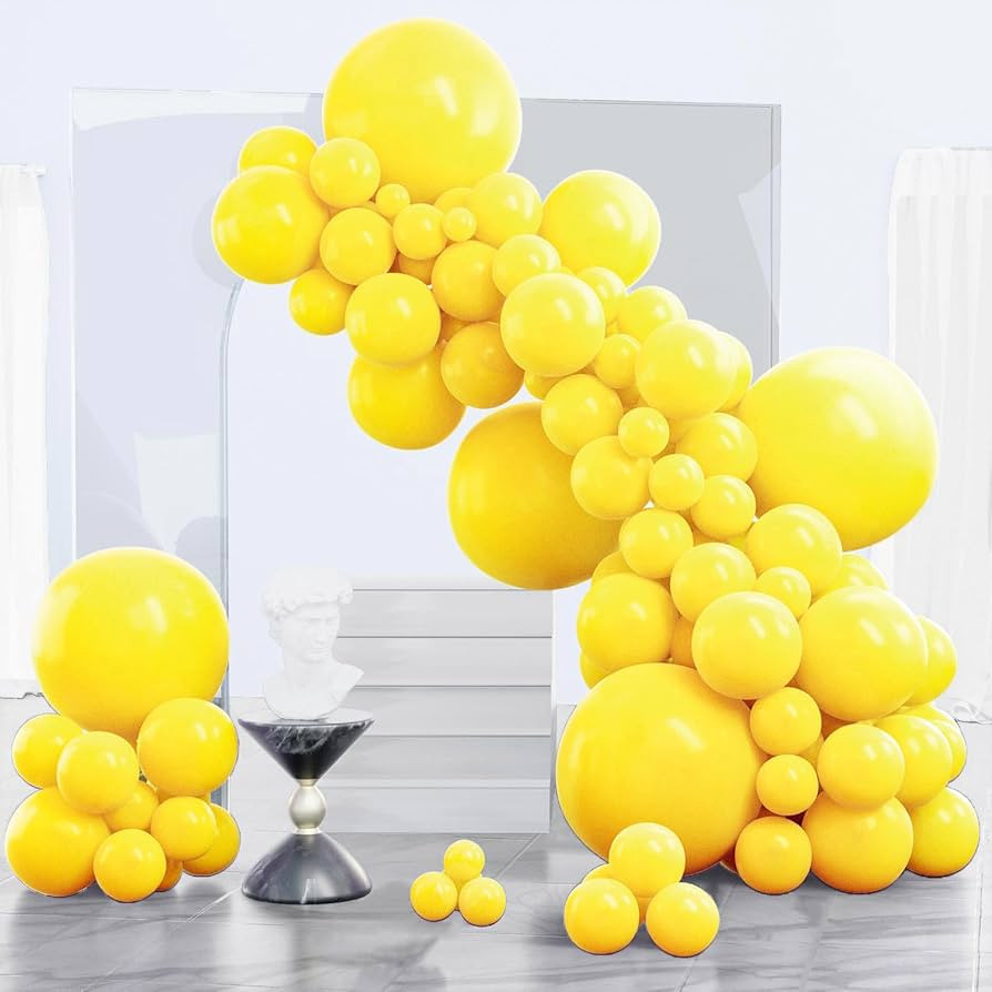 PartyWoo Yellow Balloons 140pcs Different Sizes of 18 12 10 5 Inch Matte Yellow Latex Balloon Arc... | Amazon (US)