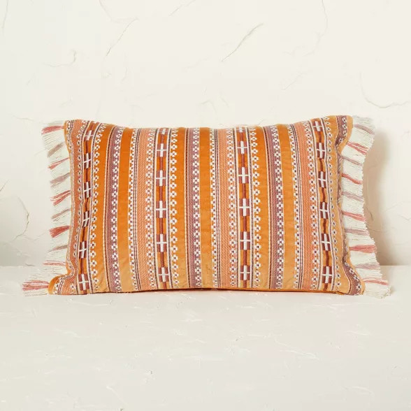Velvet Embroidered Striped Lumbar Throw Pillow - Opalhouse™ designed with Jungalow™ | Target