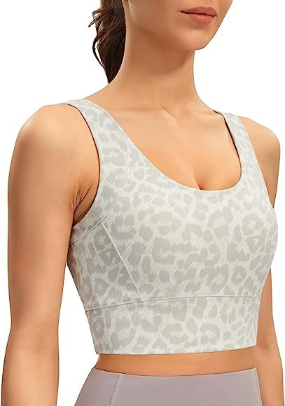 Longline Sports Bras for Women Padded Workout Tops Medium Support Crop Tops for Women | Amazon (US)