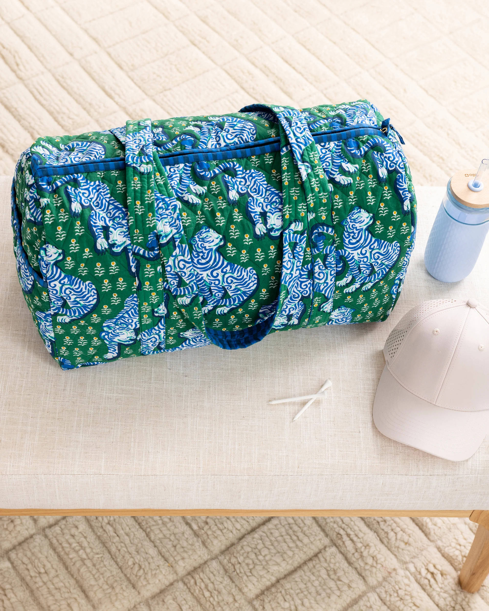 Tiger Queen Quilted Duffle Bag Jade | Printfresh