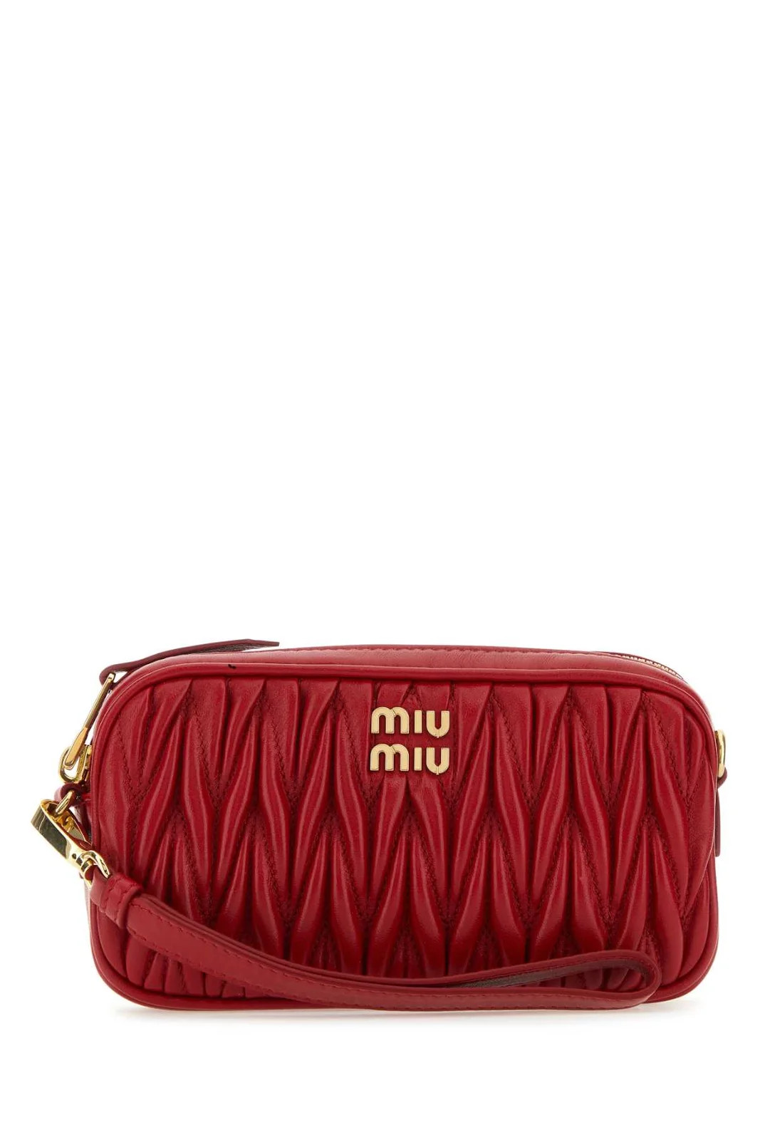 Miu Miu Logo-Plaque Zipped Clutch Bag | Cettire Global