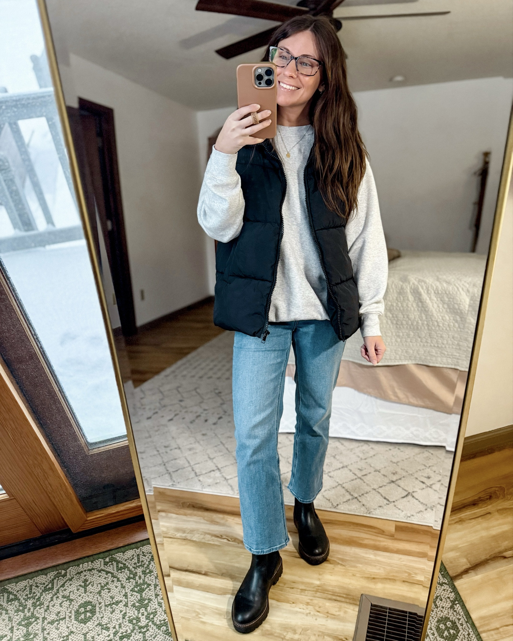 Wearing small in my tee, xs in my crewneck, small in my puffer vest (also linked the green one I own), 24 in the 26” inseam in my jeans and 6.5 in my boots (also linked similar). 

#LTKgrwm #LTKPetite #LTKSeasonal