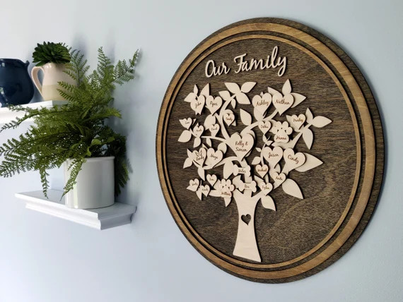 Personalized Family Tree Keepsake Wooden Wall Art Christmas | Etsy | Etsy (US)