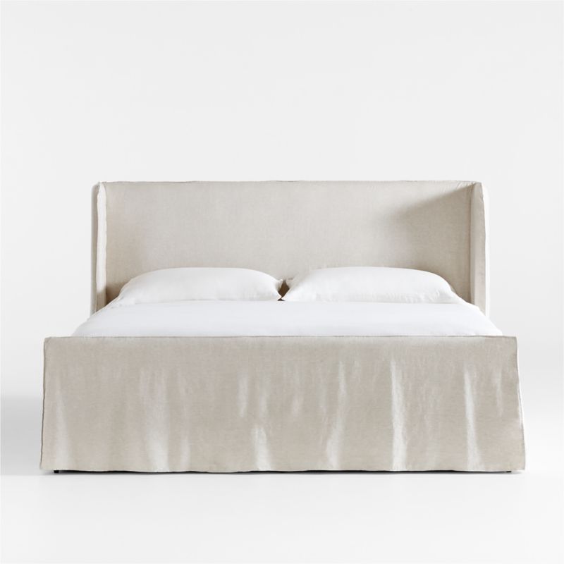 Positano Oatmeal Ivory Slipcovered King Bed | Crate & Barrel | Crate & Barrel