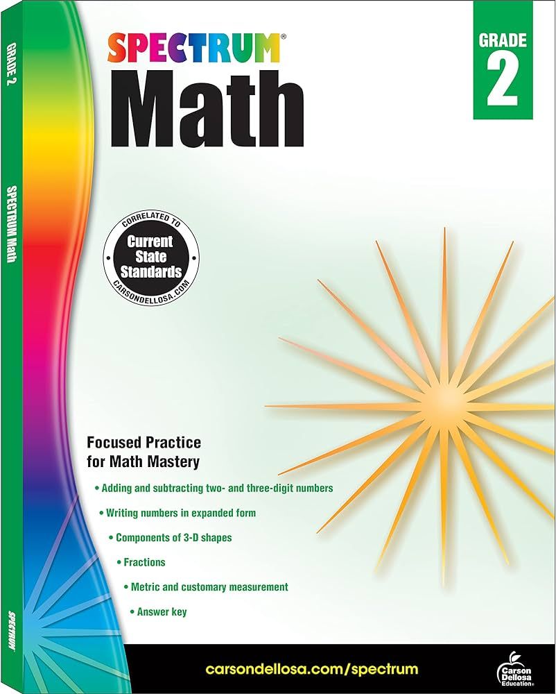 Spectrum 2nd Grade Math Workbook, Ages 7 to 8, Math Workbooks Grade 2 Covering Fractions, Adding ... | Amazon (US)