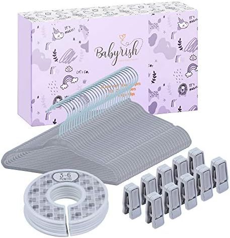 Babyrish Unisex Nursery Closet Organizer Set-Neutral Grey Nonslip 30X Velvet Hangers for Baby Clothe | Amazon (US)