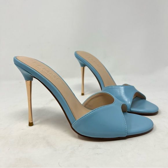 Femme Los Angeles Laguna Slipper Sky Blue Faux Leather Mule Heels Size 36 | Poshmark